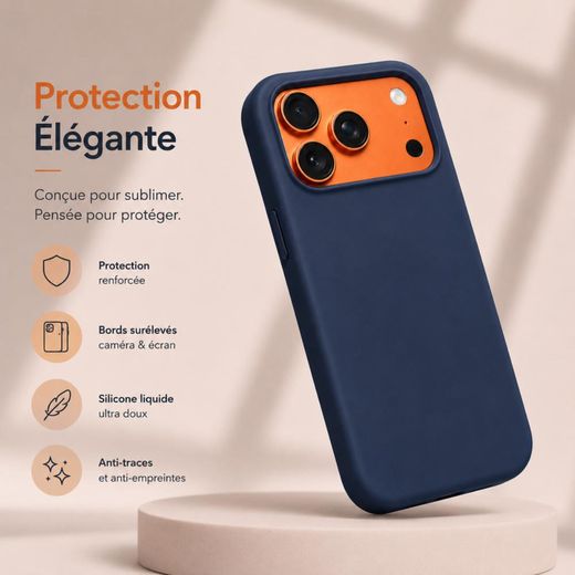 Generic Coque Compatible iPhone 17 Pro – Silicone Bleu Marine Antichoc - image 2