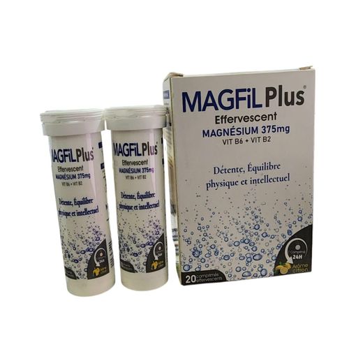 MAGFIL Plus Magnésium 375mg+Vitamine B6+Vitamine B2 20 Comprimés Effervescents - image 3