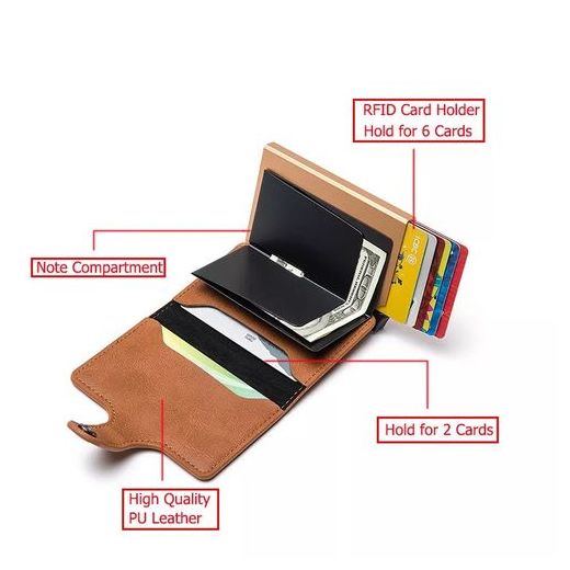 Generic Portefeuille Miniwallet anti détournement de données des cartes RFID Marron - image 3