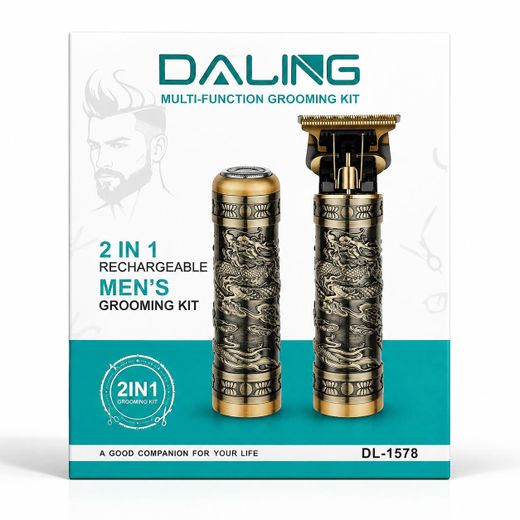 Daling Tondeuse DL-1578 Kit  Professionnelle 2 en 1 – Tondeuse de Précision & Rasoir Électrique – Rechargeable USB