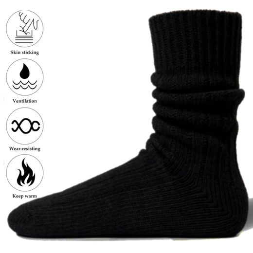 Generic chaussettes Noir "4 Pairs" unisexes en laine thermique tricotées épaisses et chaudes - image 3
