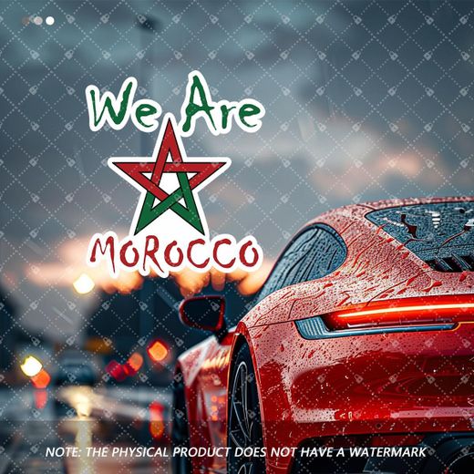 Generic Autocollant en vinyle résistant à l'eau - Design étoile rouge et verte avec lettrage audacieux "WE ARE MOROCCO", finition mate autocollante pour voitures, motos, casques, boîtes à outils - Décoration colorée et durable