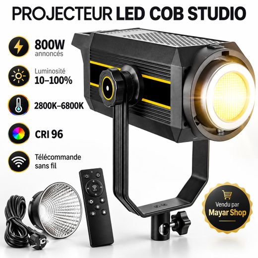 Generic Projecteur LED COB Studio 800W, Éclairage Professionnel Photo et Vidéo, Bi-Color 2800K-6800K, CRI 96, 9 Effets FX, Luminosité Réglable 10-100%, Télécommande Sans Fil, Écran LCD, Monture pour Réflecteur - image 3