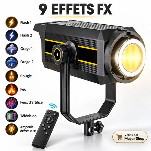 Generic Projecteur LED COB Studio 800W, Éclairage Professionnel Photo et Vidéo, Bi-Color 2800K-6800K, CRI 96, 9 Effets FX, Luminosité Réglable 10-100%, Télécommande Sans Fil, Écran LCD, Monture pour Réflecteur - image 4