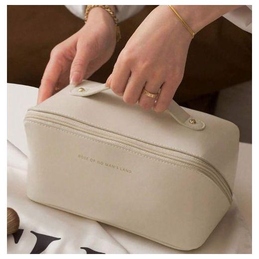 Generic Trousse À Cosmétiques De Grande Capacité Portable Pour Voyage (beige) - image 3