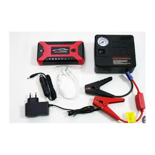 Generic 2 Pieces demareure de battrie de voiture- Compresseur d'air portable 12V avec démarreur de saut gonfleur de pneu de voiture gonfleur de pneu outil de voiture pompe gonflable avec  - Chargeur de batterie automobile 12 V pour démarreur de voiture - image 2