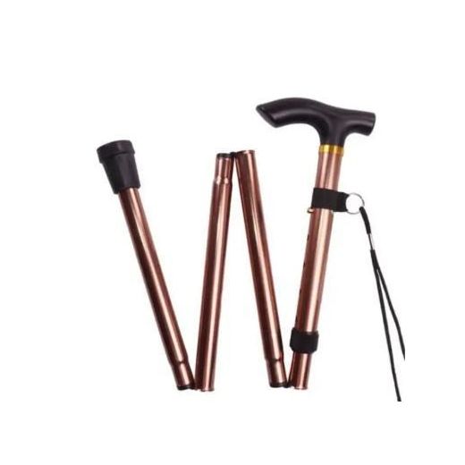 Generic Canne de Marche Pliable Télescopique en Aluminium, Hauteur Réglable 5 Niveaux 84 à 95cm, Poignée ABS Ergonomique, Embout Antidérapant, Bâton de Marche Léger pour Seniors - image 4