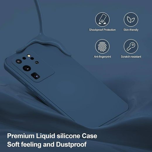 Generic Coque Samsung Galaxy S20 ultra 5G Bleu en Silicone Liquide – Protection Antichoc et Anti-Rayures