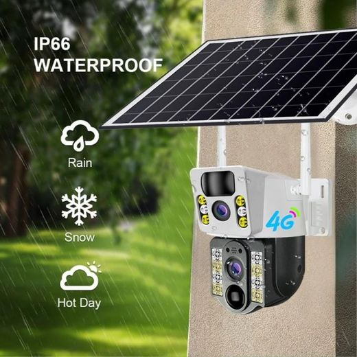 Generic Caméra de surveillance solaire 10 mégapixels 4G Deux objectifs doubles fixes et mobiles - image 2