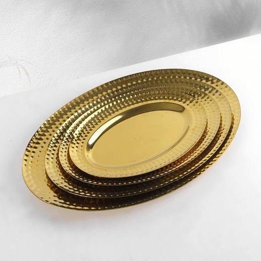 Generic Plat ovale en inox doré 41x23cm