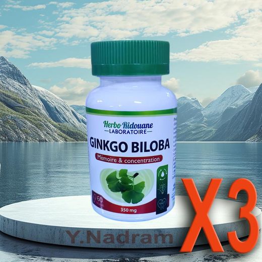 Herbo Ridouane Ginkgo Biloba - Vegan - 60 gélules  3 Piece