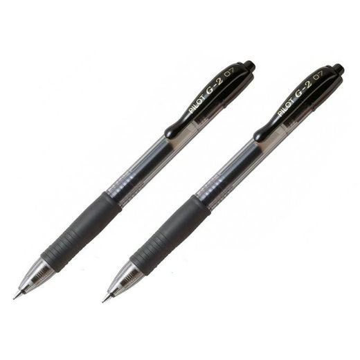 Pilot Lot 2 Stylos roller Classique Gel G-2 Noir - pointe moyenne 0,7 mm, Rechargeable