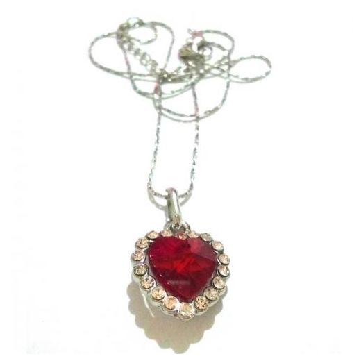 Generic Chaine Et Pendentif Coeur Charme Avec Pierres  - Argenté - image 2