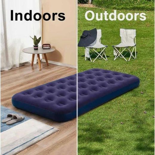 Generic Lit Gonflable 1 Place à Gonflage Rapide Matelas Gonflable Portable pour Camping, Voyage, Maison et Extérieur - image 2