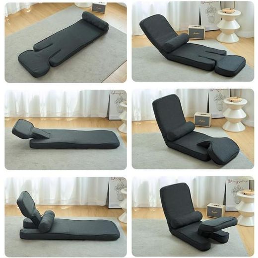 Generic Chaise de Sol Pliable avec Dossier Réglable et Tablette pour Ordinateur Portable - image 4