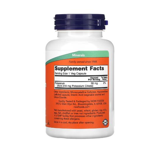 Now Foods Potassium Citrate, 99 mg, [Soutient l'équilibre électrolytique et le pH normal] 180 capsules - image 2