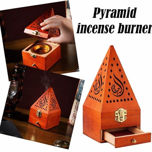 Generic Brûleur d'encens pyramidal en bois, porte-encens, fait main, mbikhra en bois - image 2