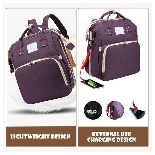 Generic Sac à langer, sac à dos pour bébé avec station à langer et port de charge USB - image 4