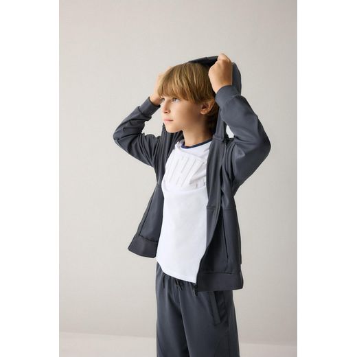 Defacto Sweat à capuche anthracite imprimé en tissu scuba avec fermeture zip pour garçon - image 2