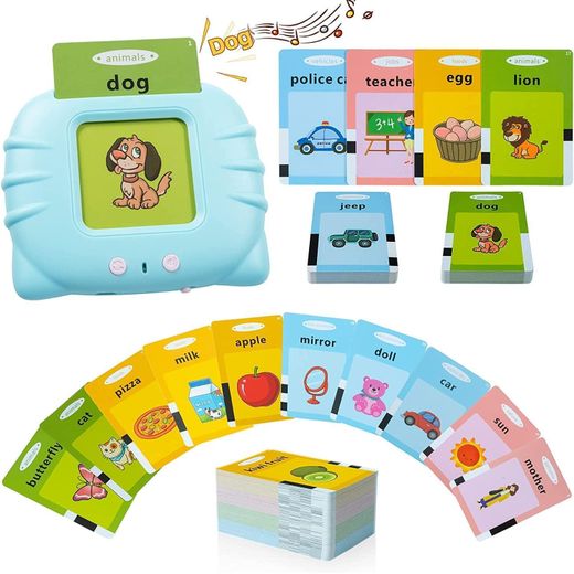 Generic Cartes Flash Éducatives Parlantes – Jouet Électronique d’Alphabétisation pour Enfants de 2 à 6 Ans, Apprentissage des Mots et des Sons, Bleu