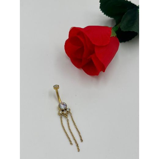 Generic piercing de nombril en titane avec chaine longue et pampille - image 2