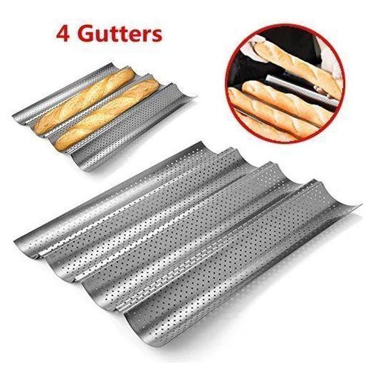 Generic Moule Perforé pour Cuisson – Plaque à 4 Baguettes de Pain - image 2