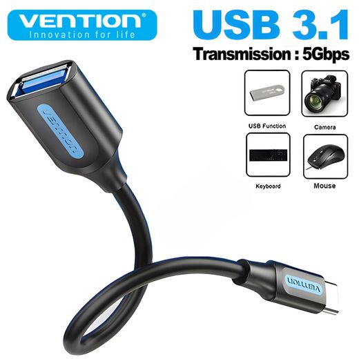 Vention Adaptateur OTG USB Type C 3.1 3.0 5 Go, transfert vers USB A femelle, lecteur de données, convertisseur pour Samsung iPhone 15, MacPle, ordinateur portable