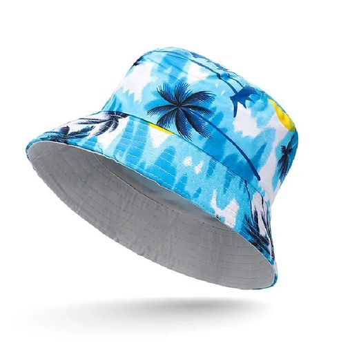 Generic Chapeau Bob Double face Design d'été, Chapeau seau Double face Unisexe, Nouvelle collection, Bleu blanc