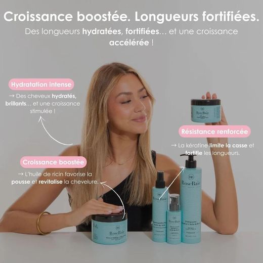 RoseBaie Trio Kératine & Huile de Ricin – Pack Soin Complet Cheveux (Shampooing + Masque + Sérum) - image 4