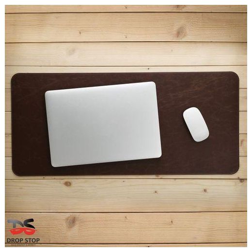 Drop Stop Tapis de Souris en Cuir PU - très Grande Taille, Pad de Bureau, Protecteur de Bureau avec Surface Lisse et Soyeuse (Marron) - image 2