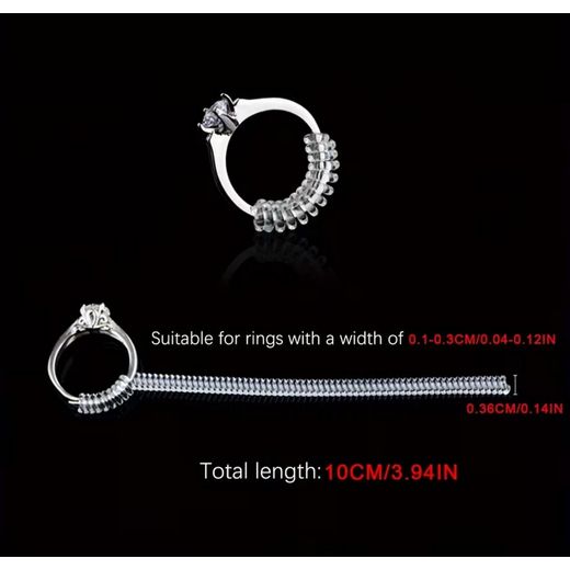 Generic Réducteur de taille de bague Invisible, outils de bijouterie, spirale, anneau à base de ressort, ajusteur Transparent, outil de redimensionnement, garde de bijoux 2 pièces - image 4