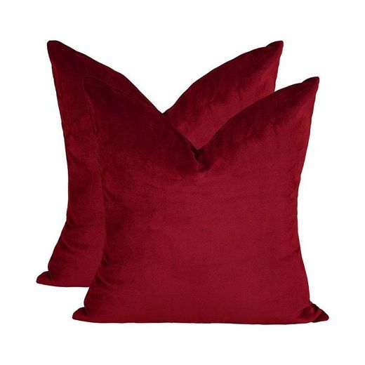 Generic Ensemble de 2 Housses de Coussin en Velours de Luxe  Rouge Coussins en Velours,  Coussin Décoratif, Housse de Coussin, 45x45 cm