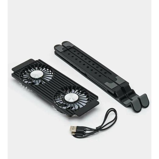 Generic Support Refroidisseur pour Ordinateur Portable Réglable avec Double Ventilateur USB – Support PC Portable Ergonomique Pliable et Ventilé - image 2
