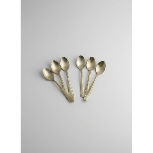 Generic Cuillères à Café / Dessert, Lot de 6 - Acier Inoxydable Doré
