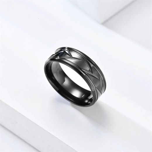 Generic Bague homme noir Titanium en Acier Inoxydable - image 2