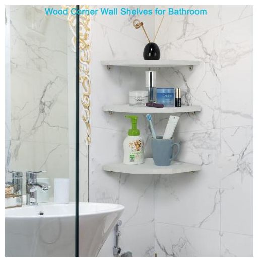 Generic Lot de 3 étagères murales d'angle blanc pour salle de bain - image 2