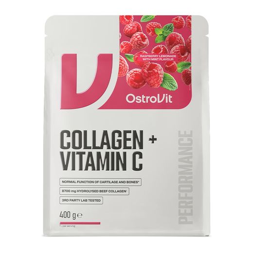 OstroVit Collagen + Vitamin C 400 g Raspberry Lemonade | 8 700 mg de Collagène Hydrolysé | 500 mg de Vitamine C - image 2