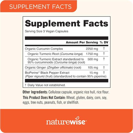 Naturewise Turmeric Curcumin avec BioPerine®  2250 mg Biologique Sticker - image 2