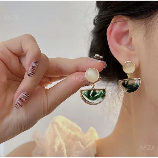 Generic Boucles d'oreilles vertes simples et légères, pour femmes