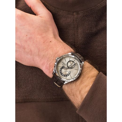 Festina Montre pour hommes en bracelet cuir marron - Dateur "petite second" - Diametre boitier 44,9 mm - image 2