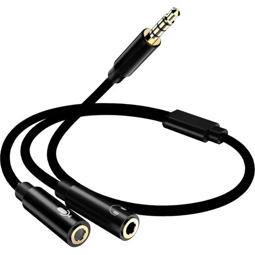 Generic Cable Adaptateur Jack Audio 3.5mm, double male vers femelle audio, Répartiteur en Y de Microphone Casque - pour manette PS4, Xbox One, PC portable, Telephone