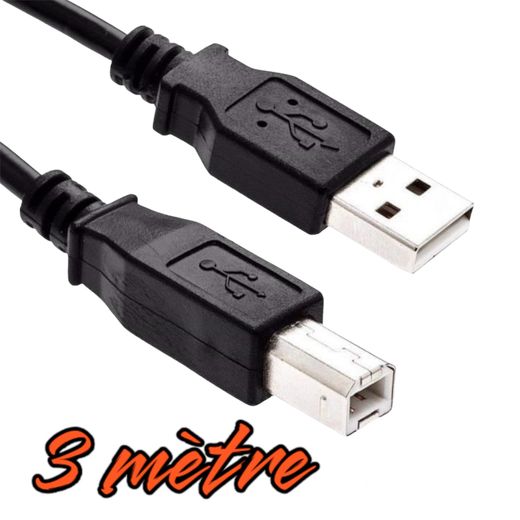 Generic Câble imprimante USB 2.0 Type A Mâle vers Type B Mâle longueur 3M