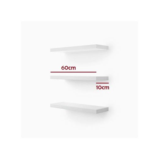 Generic 3 étagères murale en bois blanc 60/10 cm - image 3
