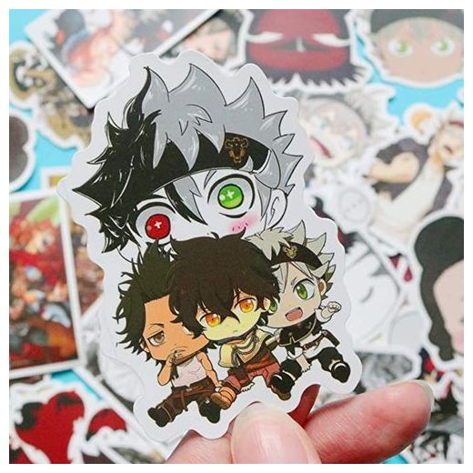 Generic 50PCS Black Clover Japanese Anime Stickers Lovely Boy and Girl Sticker Laptop Computer Bedroom Wardrobe Car Skateboard Motorcycle Bicycle Mobile Phone Luggage Guitar DIY Decal (Black Clover) - image 2