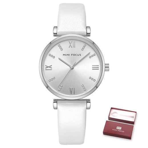 MINI FOCUS montres à Quartz de luxe femmes bracelet en cuir blanc montre Simple dame femme