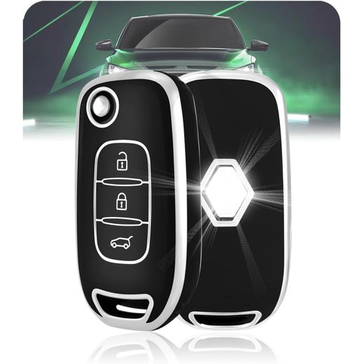 Generic Coque Clé Voiture, Étui Cle Etui Clef Protecteur Cache Cles pour Renault Clio 5 Twingo 3 Kangoo 3  (couleur et design aléatoire)