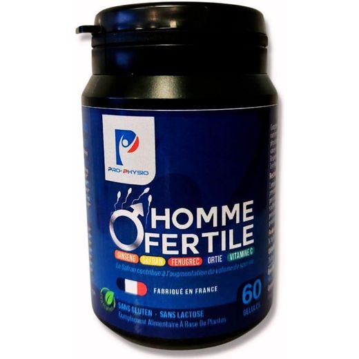 HOMME FERTILE Stimulant Fertilité Érection 60 Gélules Extraits Plantes Fenugrec+Ortie+Ginseng+Resveratrol+Safran+Vit.C Qualité Fabrication Française
