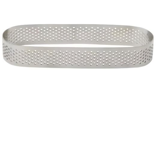 Patisse Cercle à Pâtisserie Perforé en Inox - Ovale pour Tartes et Quiches - 13x4cm