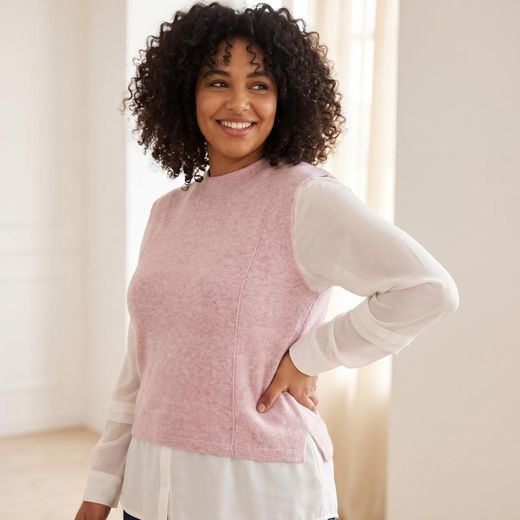 Marwa Top Trompe Oeil Rose - TOP2367H24
