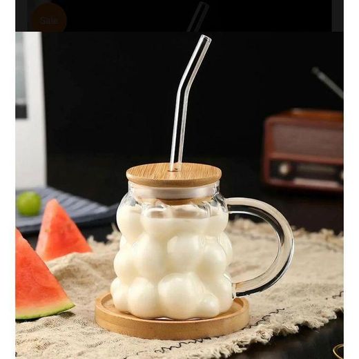 Generic Mug bubble avec couvercle en bois et paille - image 2